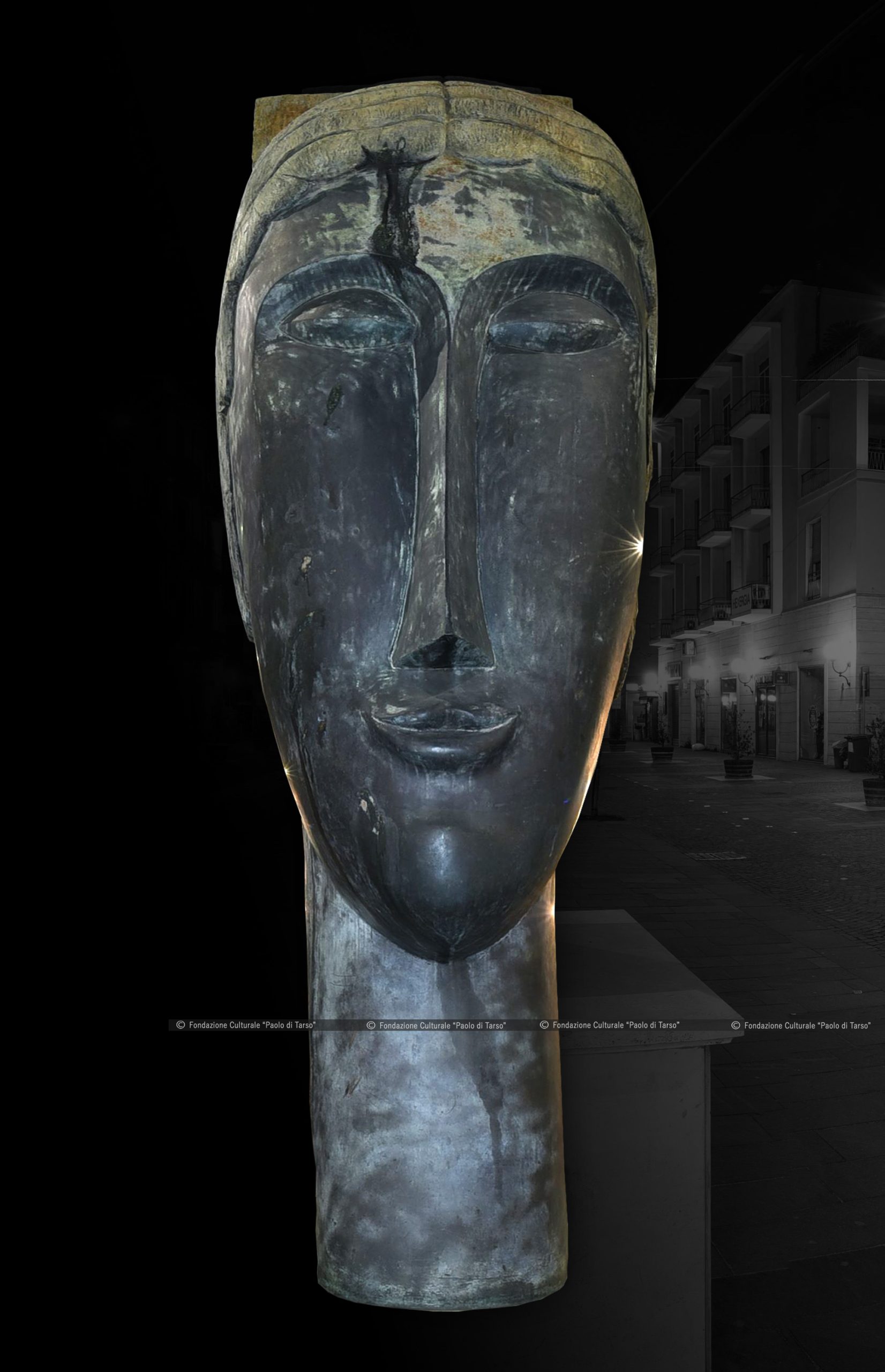 Metaverso Cosenza - MAB - Pinacoteca - "Testa di Cariatide" 2006 di Amedeo MODIGLIANI, scultura in bronzo